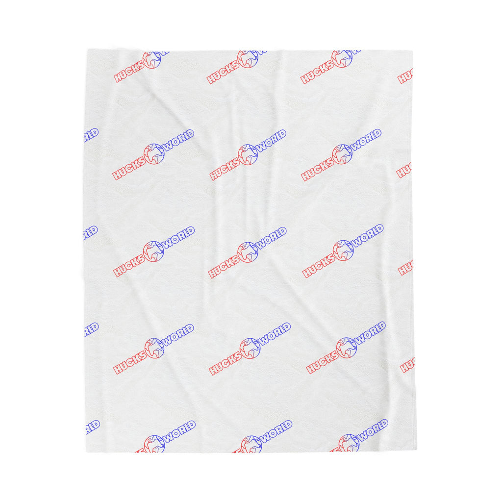 Huck's World Velveteen Plush Blanket — Red & Blue Logo Throw