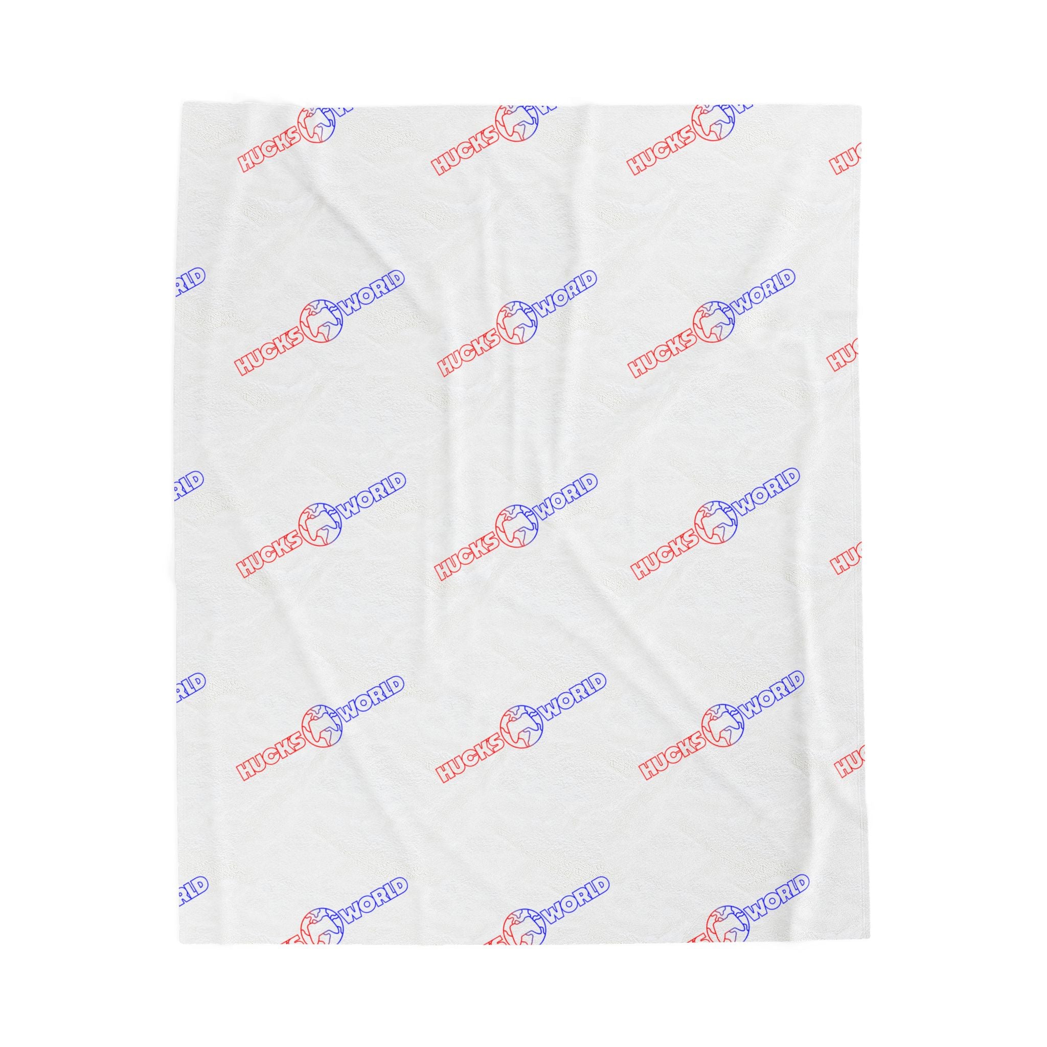 Huck's World Velveteen Plush Blanket — Red & Blue Logo Throw