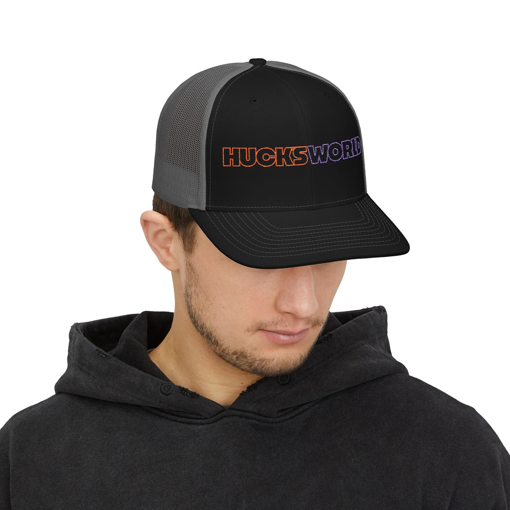 Huck's World Embroidered Trucker Cap