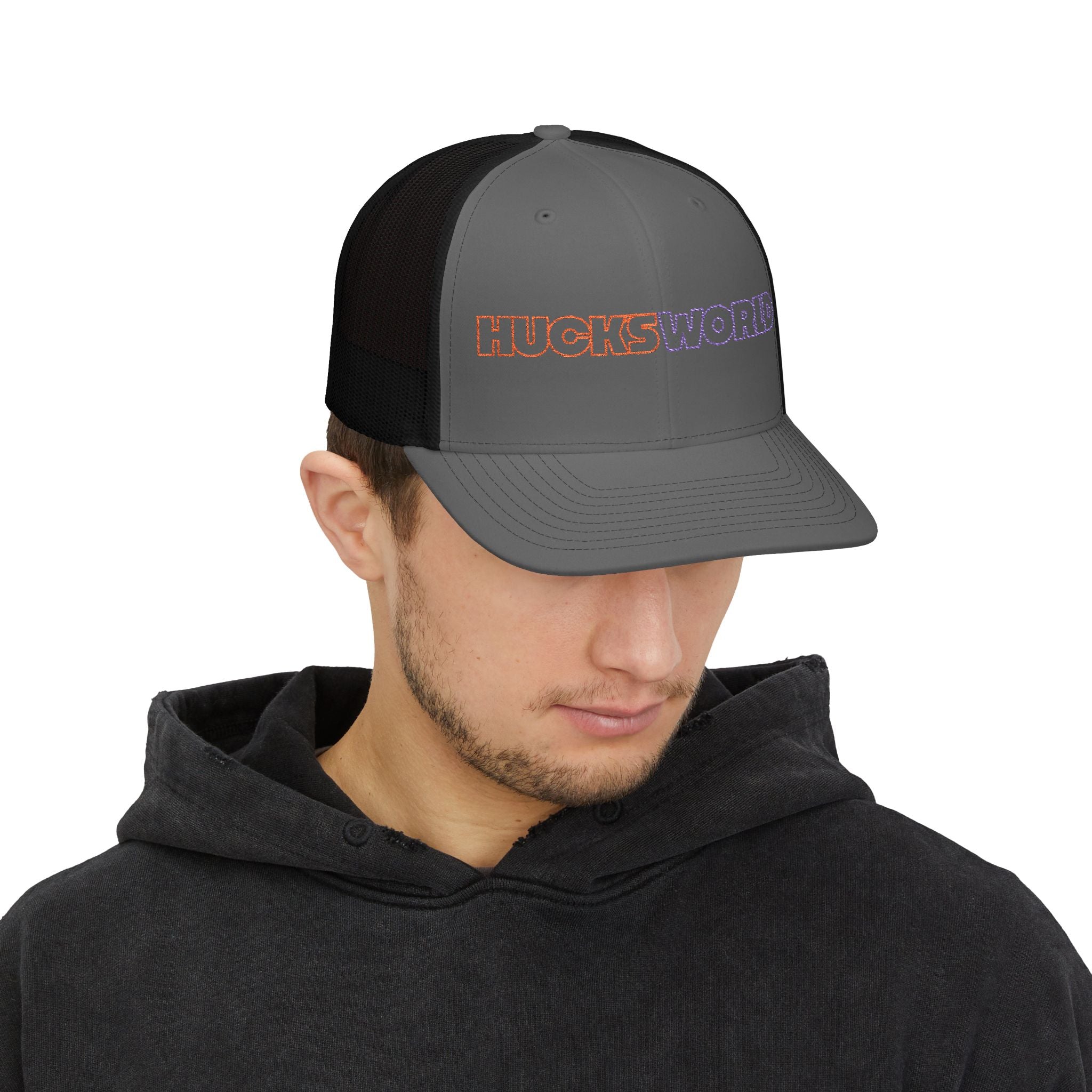 Huck's World Embroidered Trucker Cap
