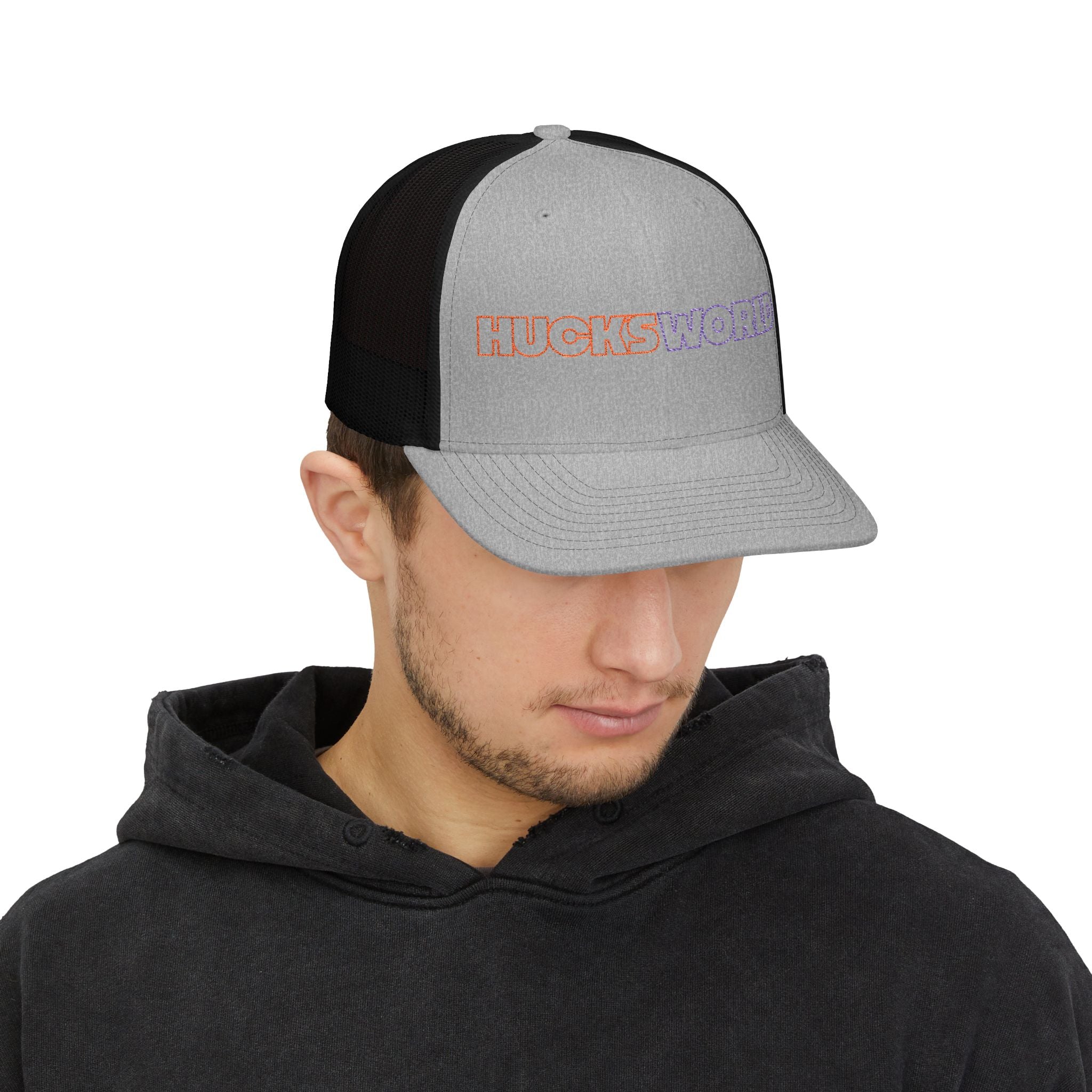 Huck's World Embroidered Trucker Cap
