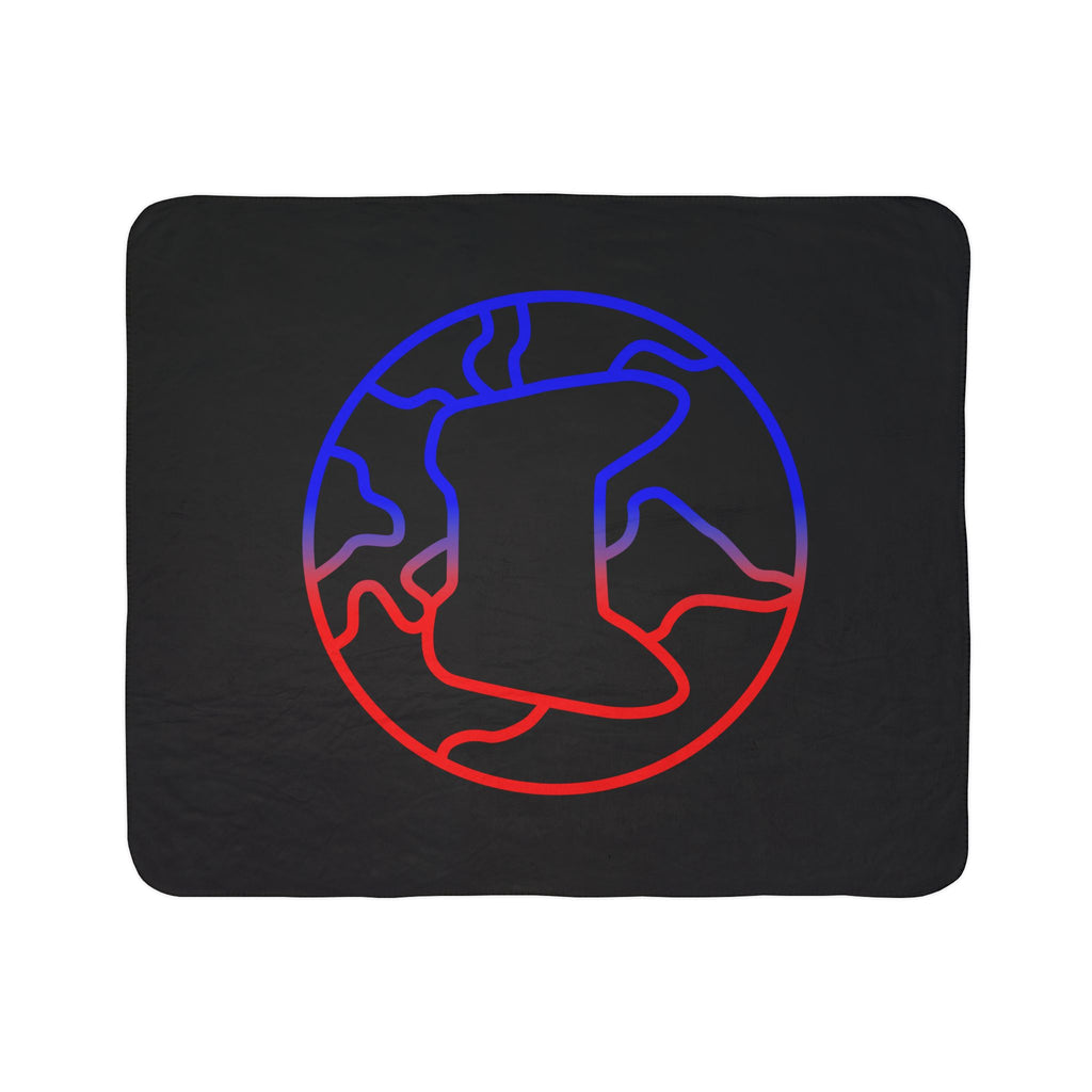 Huck's World Sherpa Blanket — Globe Logo