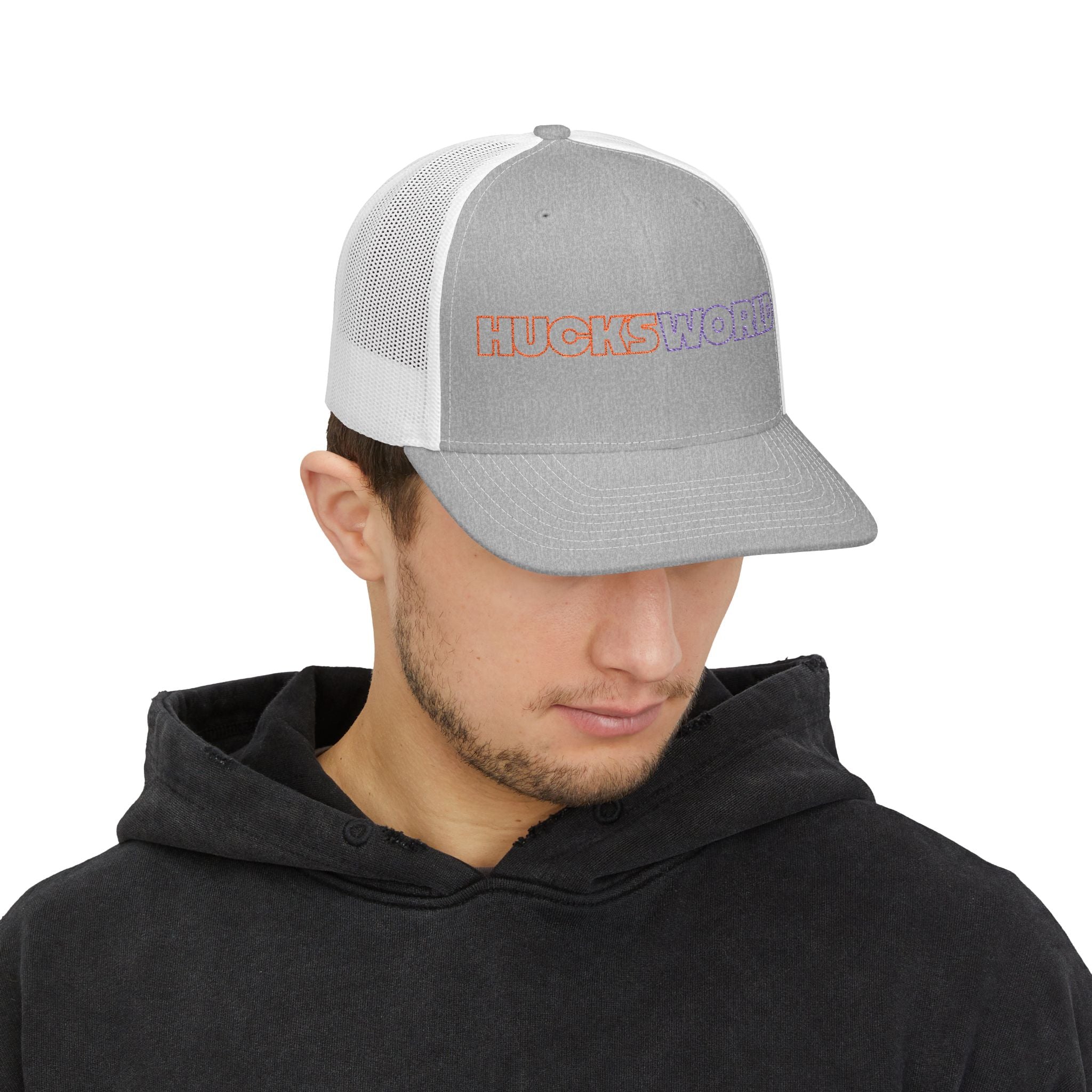 Huck's World Embroidered Trucker Cap